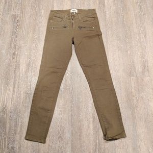 Paige Army Green/Olive Skinny Jeans with Zippers